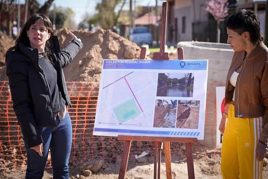 Quilmes: Mayra Mendoza y Ceci Soler supervisaron una obra clave para evitar inundaciones en Ezpeleta Oeste
