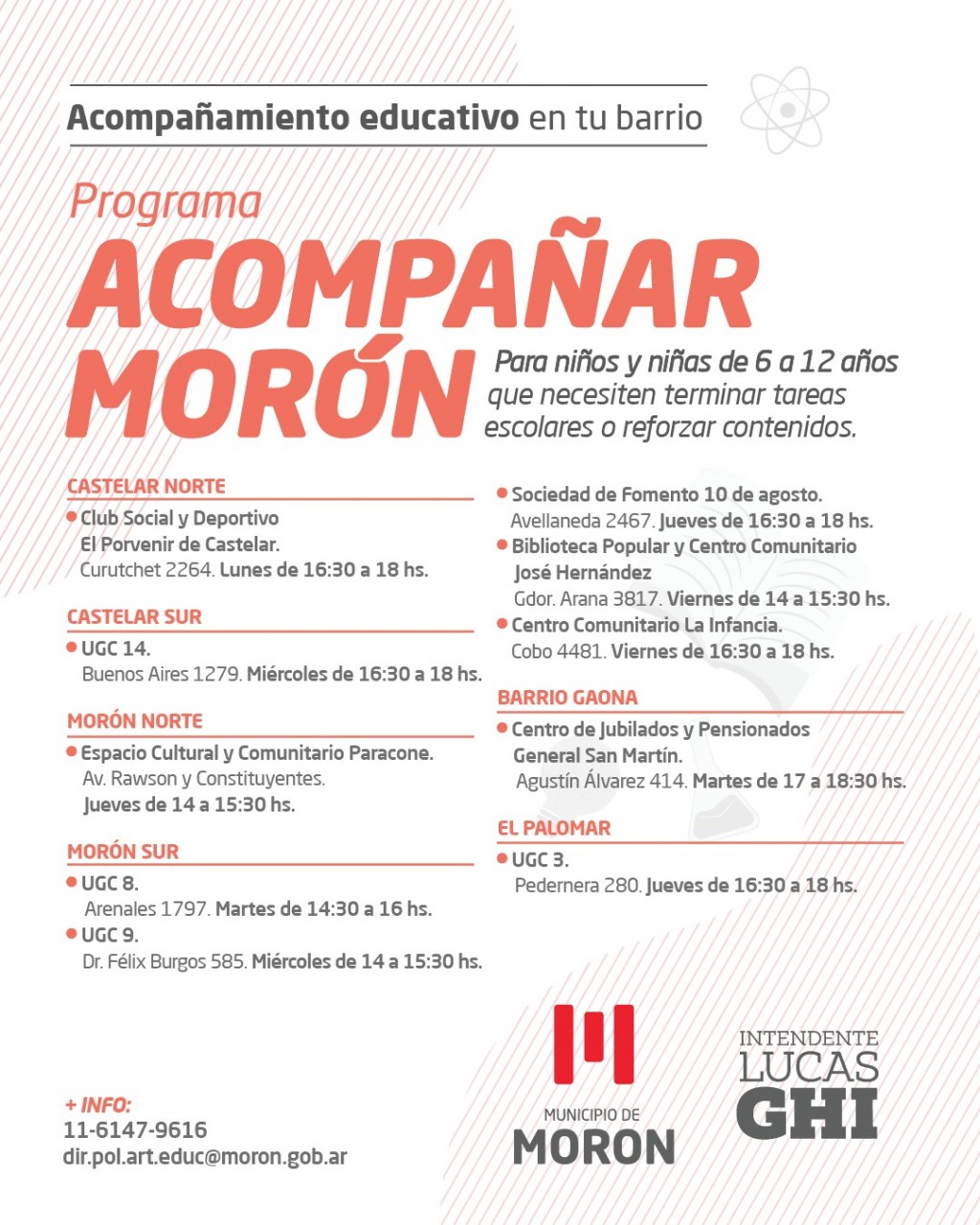 Morón amplía el Programa Acompañar con más sedes y horarios para estudiantes de primaria