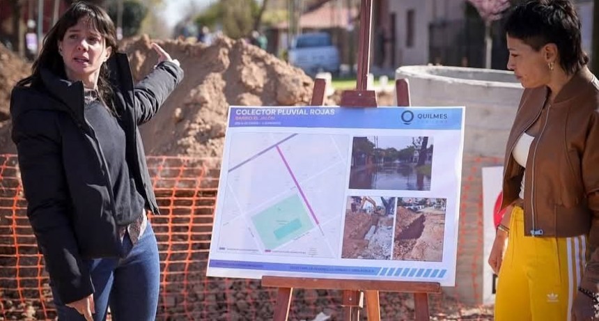 Quilmes: Mayra Mendoza y Ceci Soler supervisaron una obra clave para evitar inundaciones en Ezpeleta Oeste