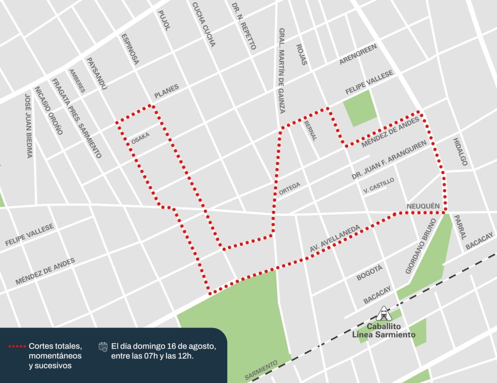 Corte en Caballito por evento este domingo 16 de agosto