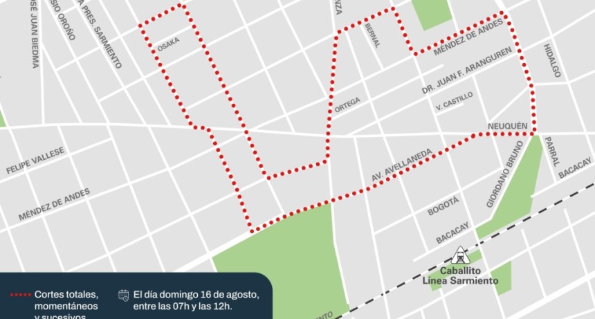 Corte en Caballito por evento este domingo 16 de agosto