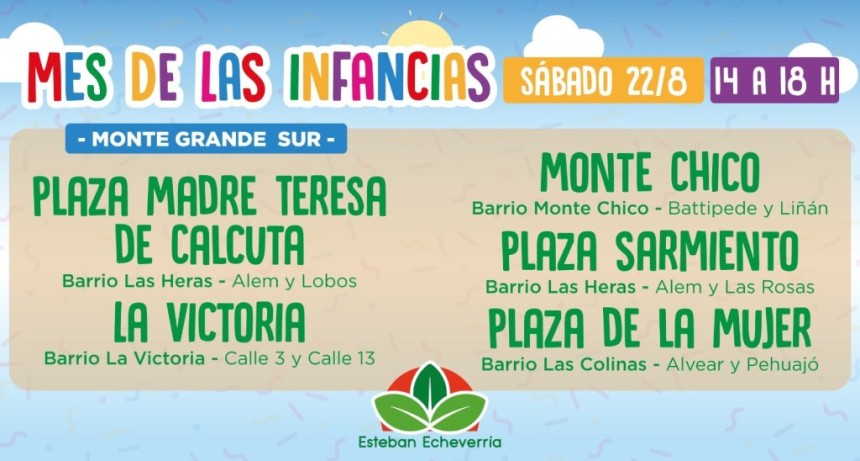 Mes de las Infancias: habr&aacute; una jornada gratuita con juegos y espect&aacute;culos en Monte Grande Sur