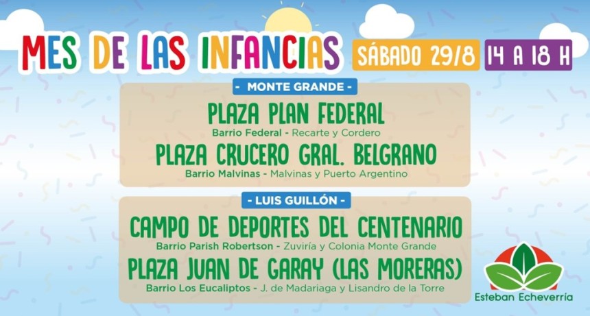 Mes de las Infancias: habr&aacute; nuevos festejos gratuitos en Monte Grande y Luis Guill&oacute;n