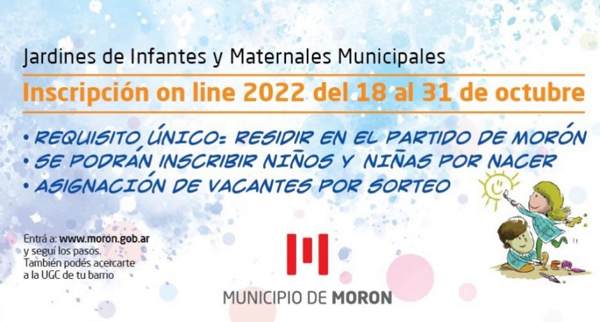 El Municipio de Morón abrirá la inscripción 2022 para sus jardines de infantes