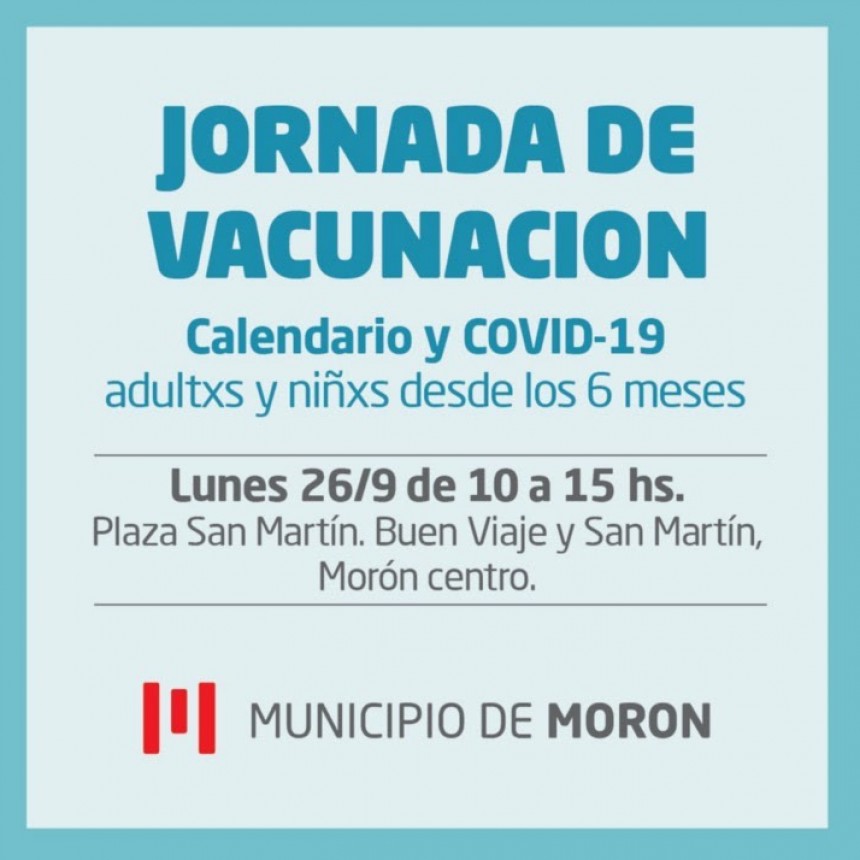 Jornada de vacunación en la plaza central de Morón
