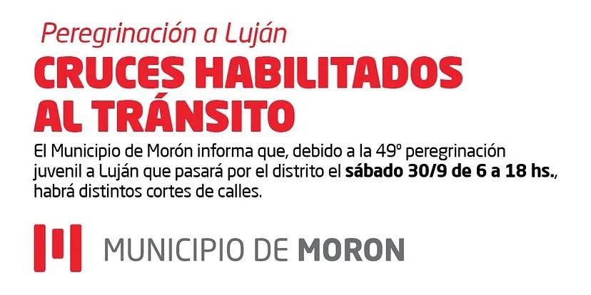 Morón: cronograma de tránsito y circulación por la 49º peregrinación a Luján