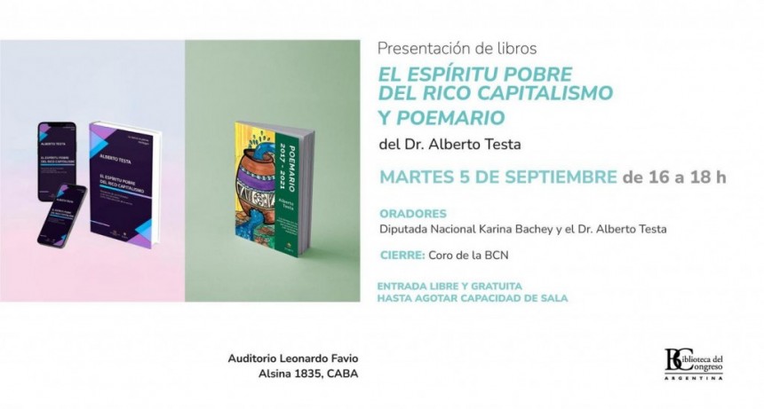 Presentan en la Biblioteca del Congreso de la Nación dos nuevos libros del Dr Alberto Testa
