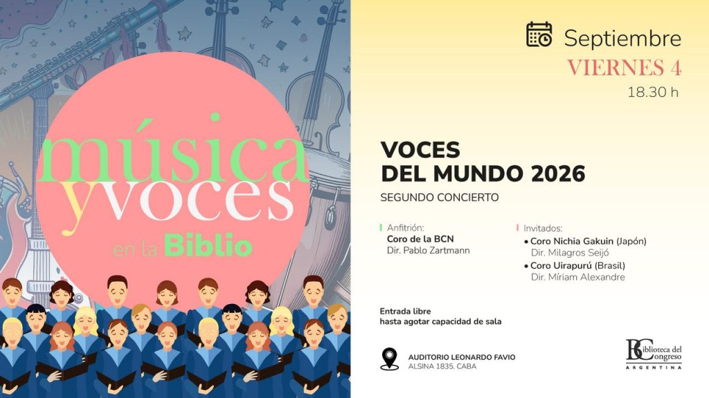 Segundo concierto coral &ldquo;Voces del Mundo 2026&rdquo; en la Biblioteca del Congreso
