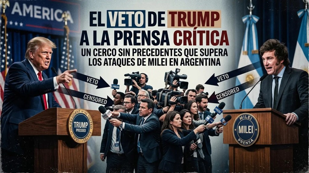 Trump cerc&oacute; a la prensa cr&iacute;tica y va m&aacute;s lejos que  Milei 