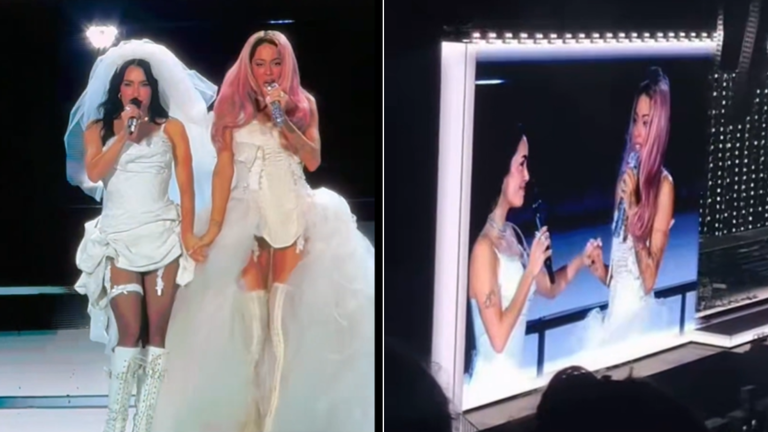 Lali y Tini hicieron vibrar River: vestidos de novia, canciones y un beso que sorprendi&oacute; a todos