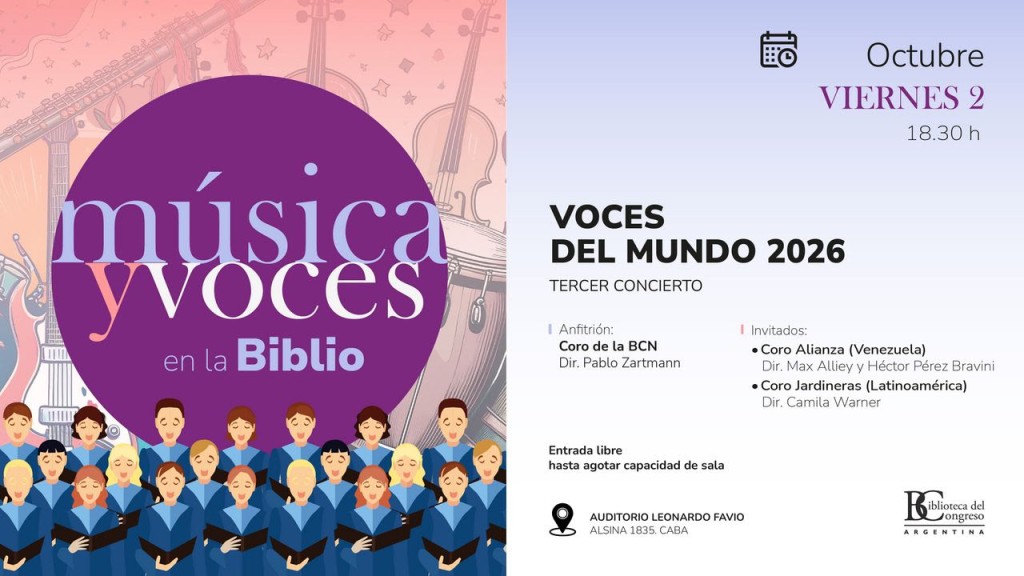 Llega el tercer concierto de "Voces del mundo 2026" en la Biblioteca del Congreso
