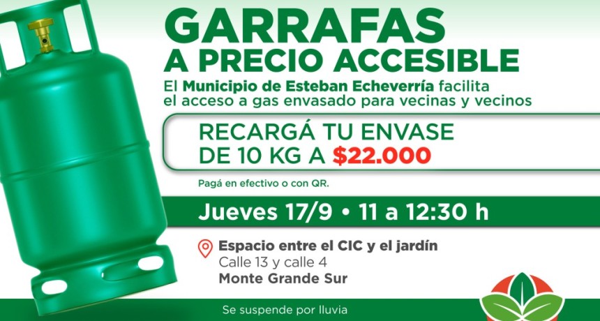 Monte Grande: realizar&aacute;n un operativo de recarga de garrafas a precio accesible