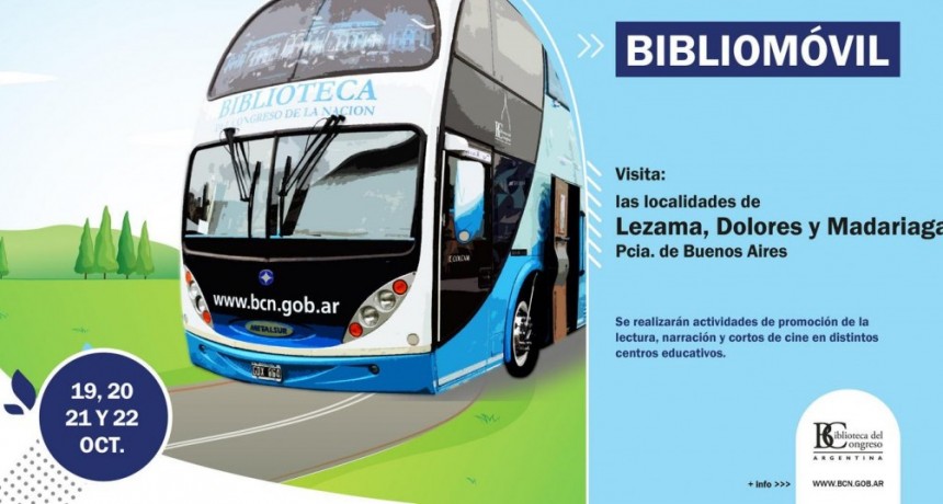 El Bibliomóvil de la Biblioteca del Congreso de la Nación visita Lezama, Dolores y Madariaga.