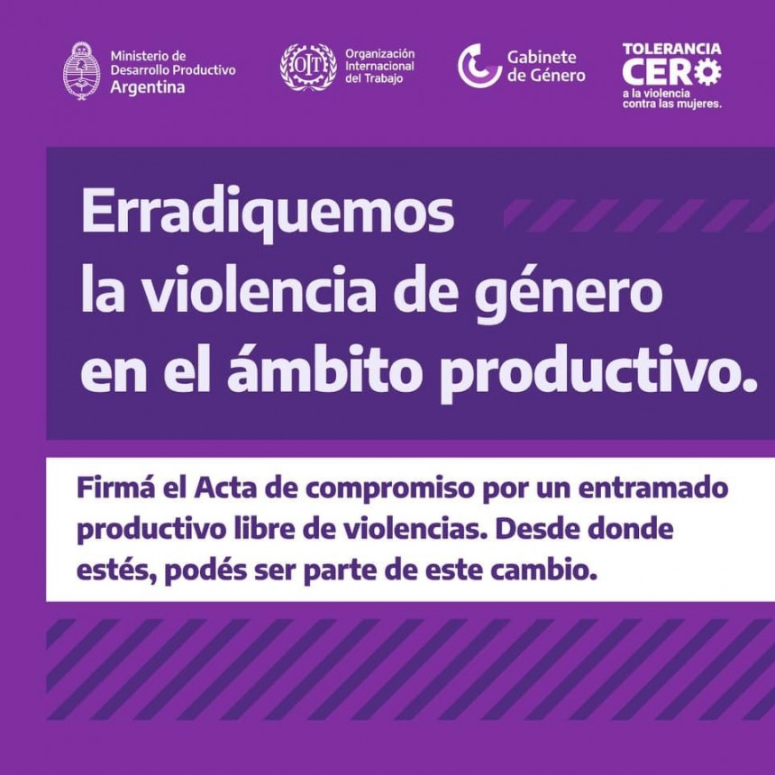 Tolerancia Cero a la Violencia Contra las Mujeres en el ámbito laboral.