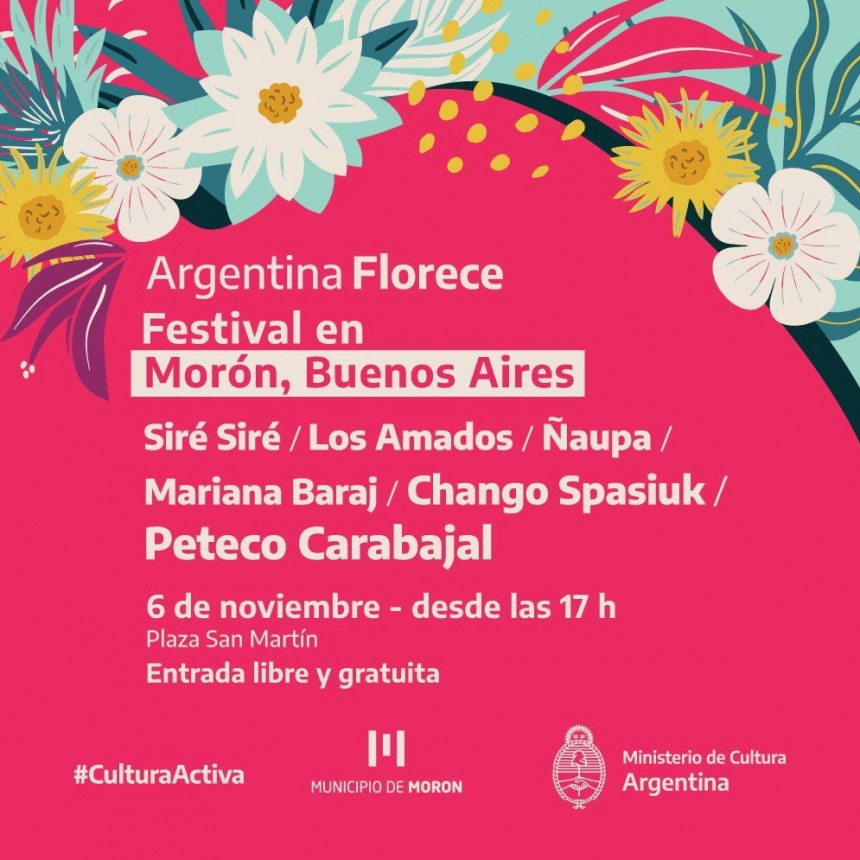 “Argentina Florece” llega a Morón con conciertos de Peteco Carabajal y Chango Spasiuk