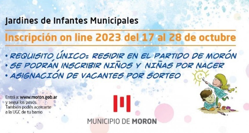 Morón: Se abre la inscripción 2023 para jardines municipales