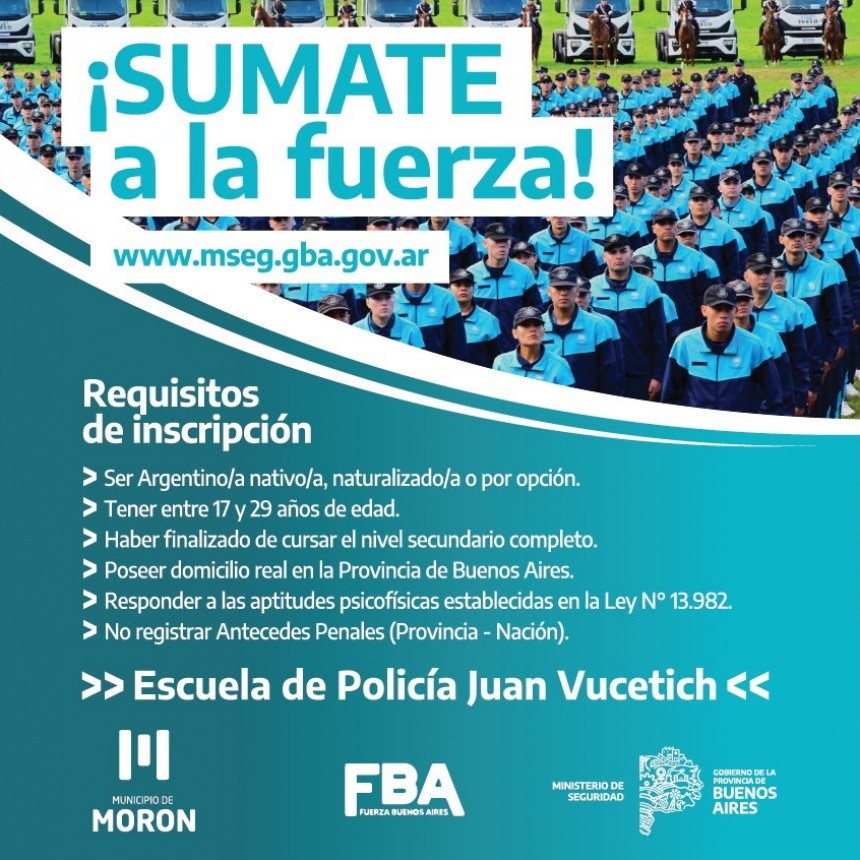 Convocatoria para ingresar a la Escuela de Policía Juan Vucetich