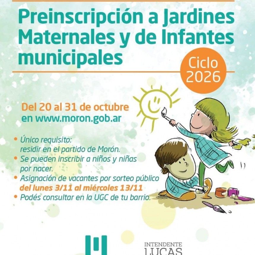Morón abre la preinscripción 2026 para los jardines municipales
