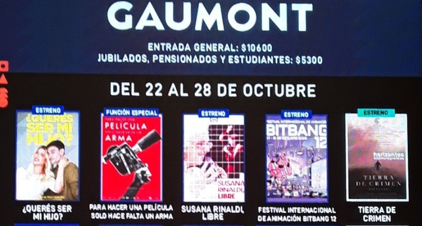 Cine Gaumont: la cartelera completa hasta el 28 de octubre con estrenos, cine argentino y funciones especiales