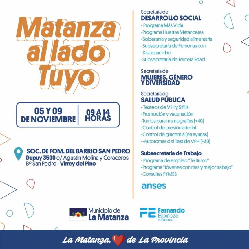Modificación en el cronograma de Matanza al Lado Tuyo