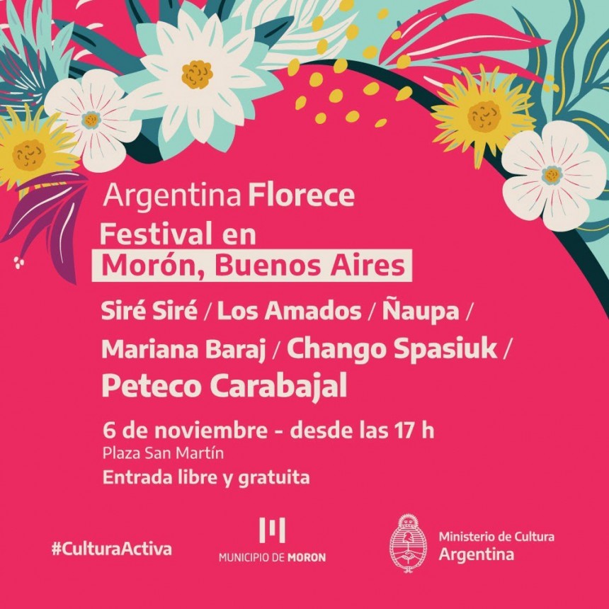 “Argentina Florece” llega a Morón con conciertos de Peteco Carabajal y Chango Spasiuk