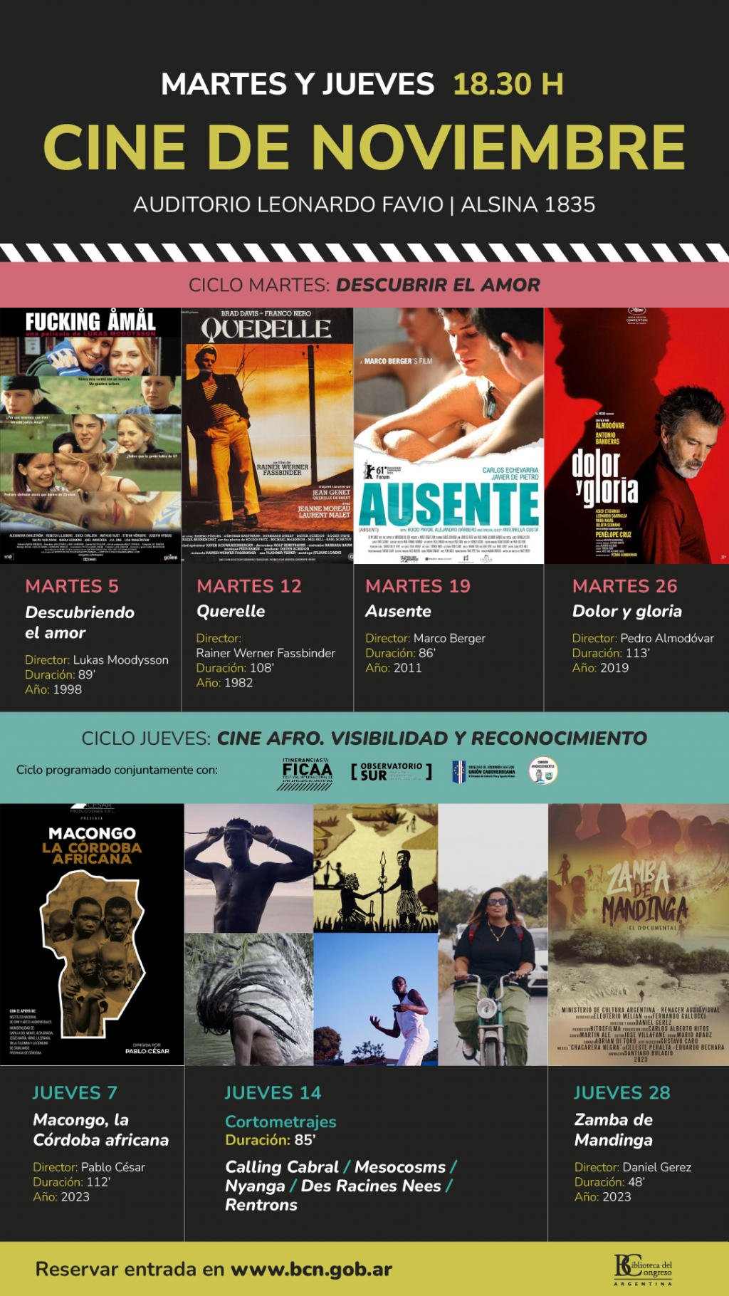 La Biblioteca del Congreso presenta en noviembre dos ciclos de cine sobre amor y afrodescendientes