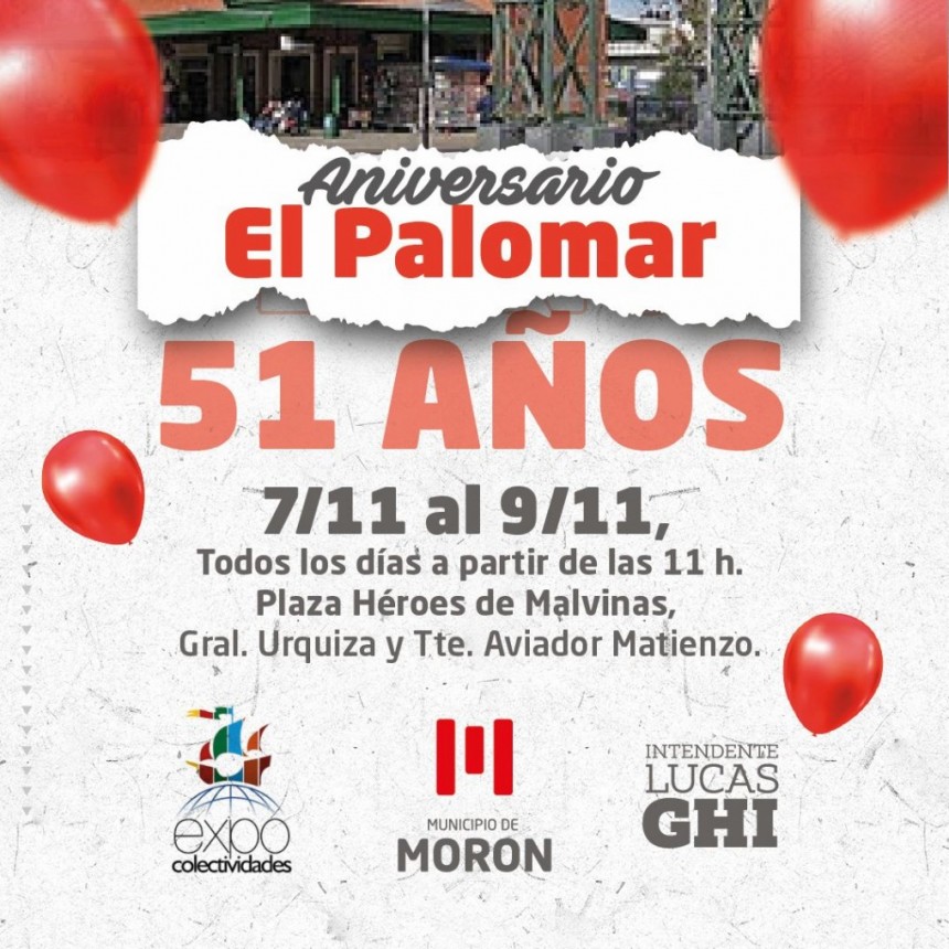 El Palomar celebra su 51° aniversario con tres días de fiesta, cultura y gastronomía