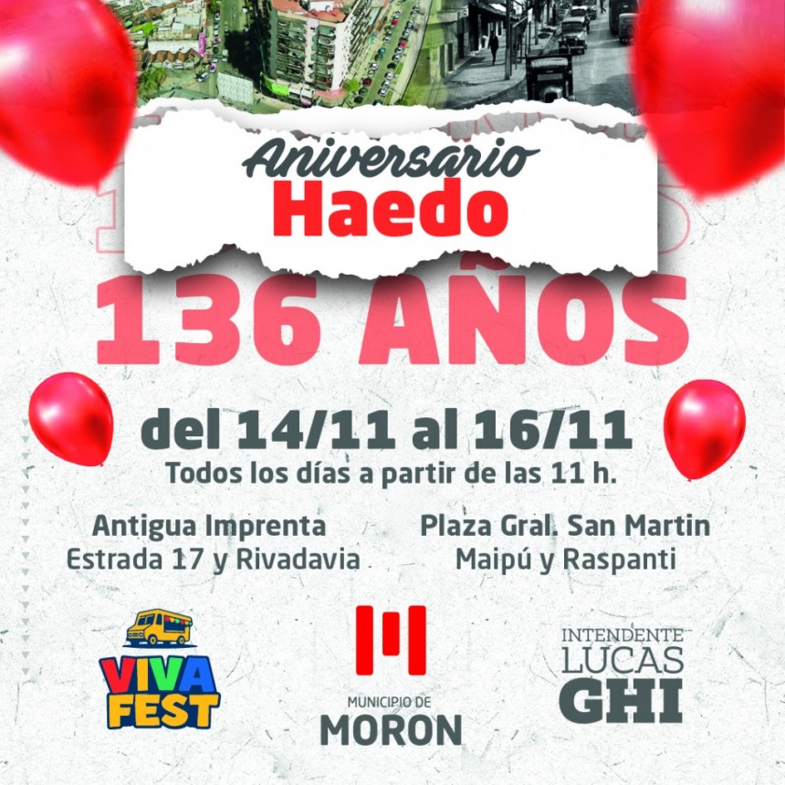 Haedo cumple 136 años y lo celebra con cine, música y un desfile zombi