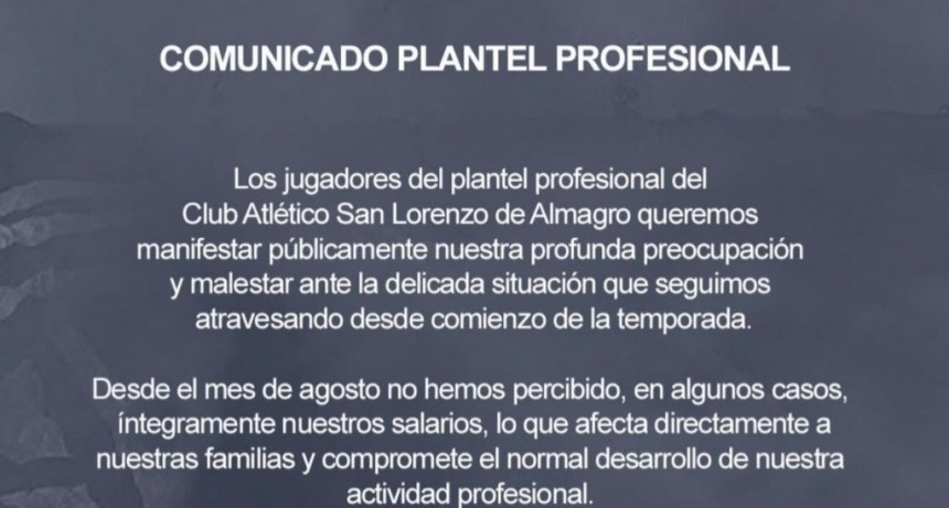 Crisis en San Lorenzo: los jugadores denunciaron falta de pago y condiciones laborales precarias