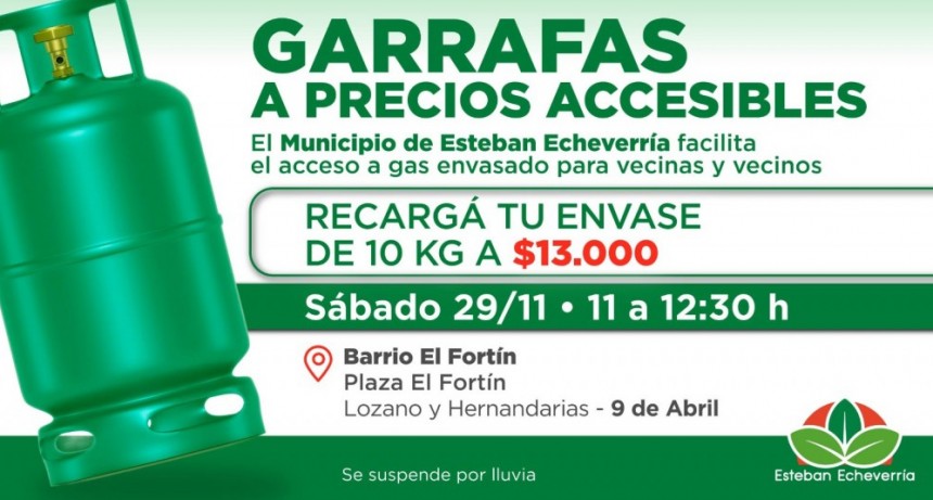 Esteban Echeverría realizará un nuevo operativo de recarga de garrafas a precio accesible en 9 de Abril