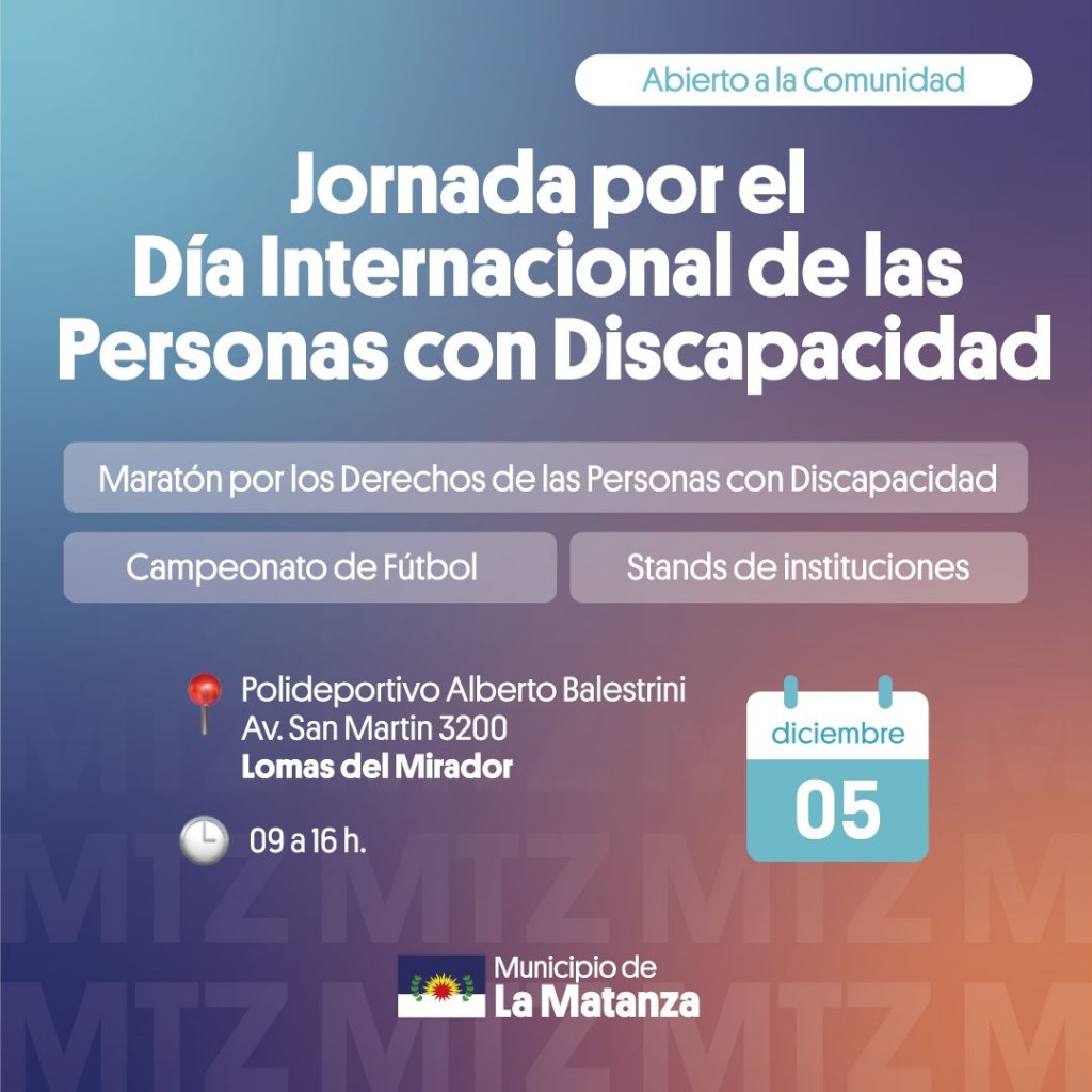 Jornada inclusiva en La Matanza por el Día Internacional de las Personas con Discapacidad