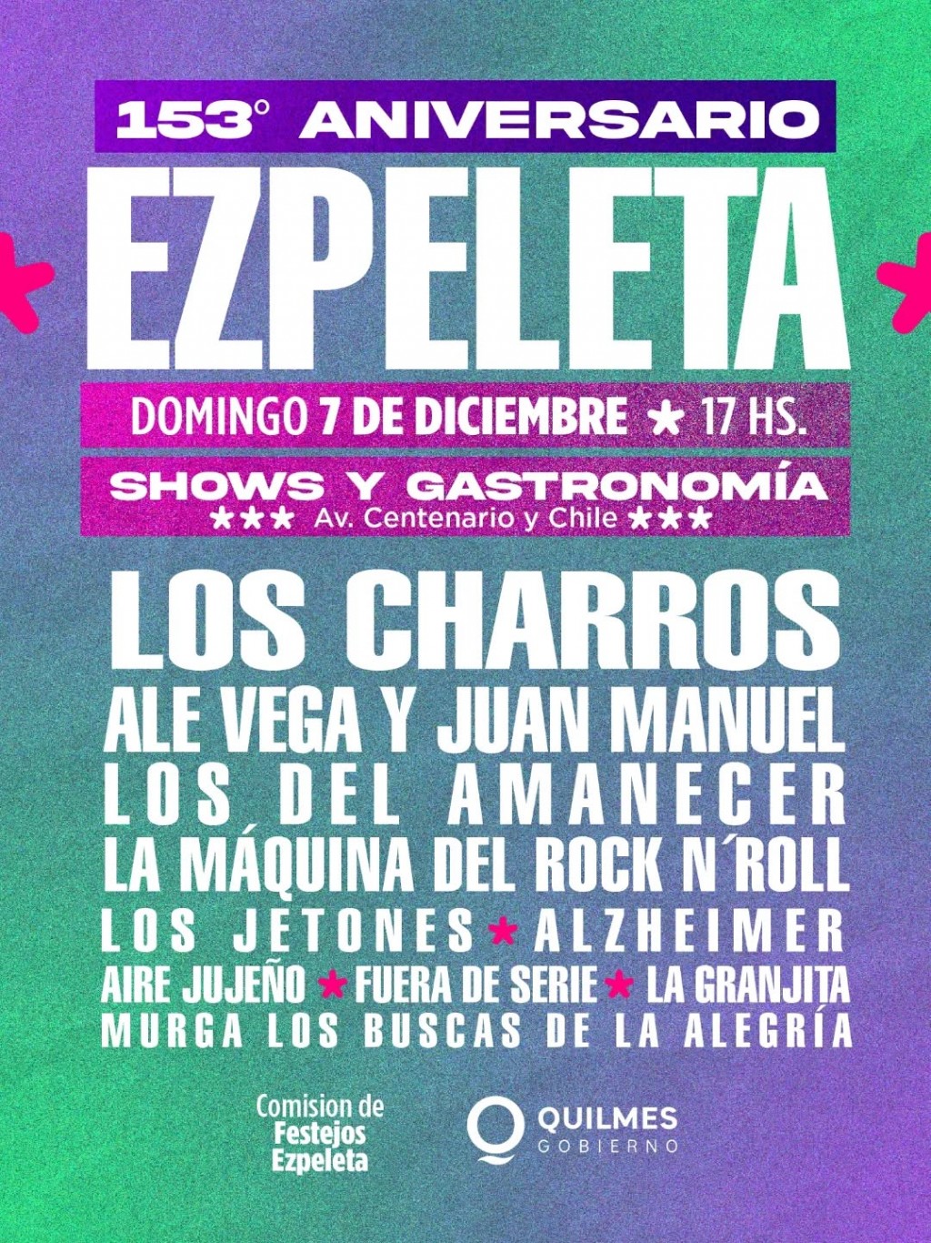 Ezpeleta tira la casa por la ventana: gran feria, artistas locales y cierre explosivo con Los Charros por su 153° aniversario