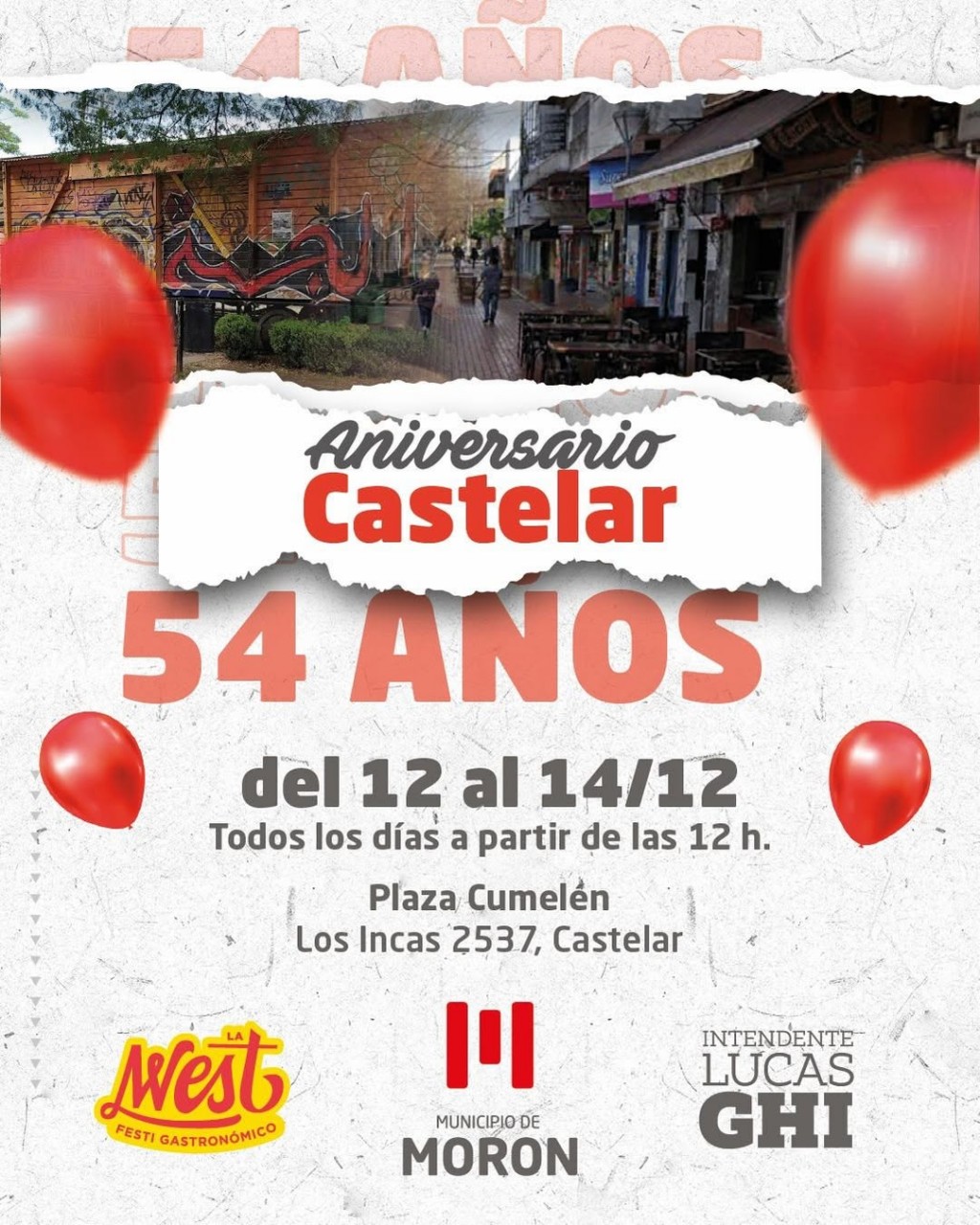 Castelar celebra su 54° aniversario con tres días de música, cultura y propuestas gastronómicas