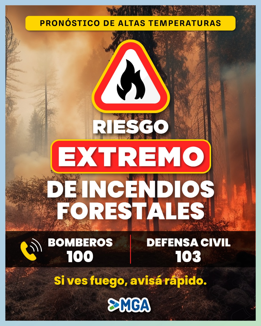 Alerta por riesgo extremo de incendios forestales en General Alvarado