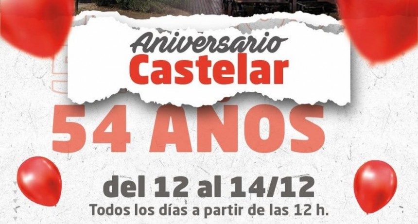 Castelar celebra su 54° aniversario con tres días de música, cultura y propuestas gastronómicas