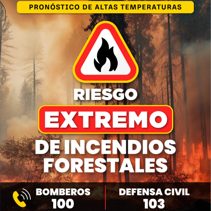 Alerta por riesgo extremo de incendios forestales en General Alvarado